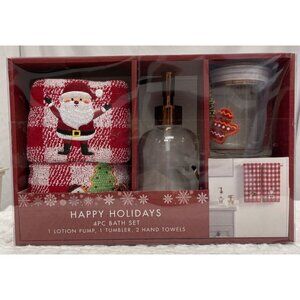 Happy Holidays 4PC Bath Set, see description below, NWB - SKU 1485